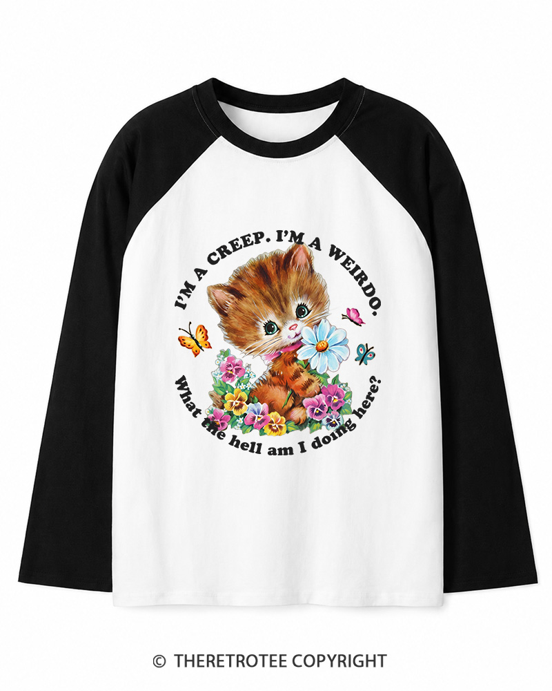 TheRetroTee I'm a Creep 1990s Long Sleeve Raglan T-Shirt