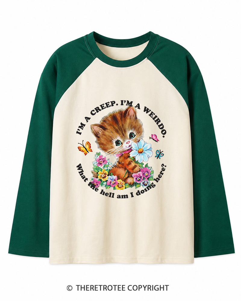 TheRetroTee I'm a Creep 1990s Long Sleeve Raglan T-Shirt