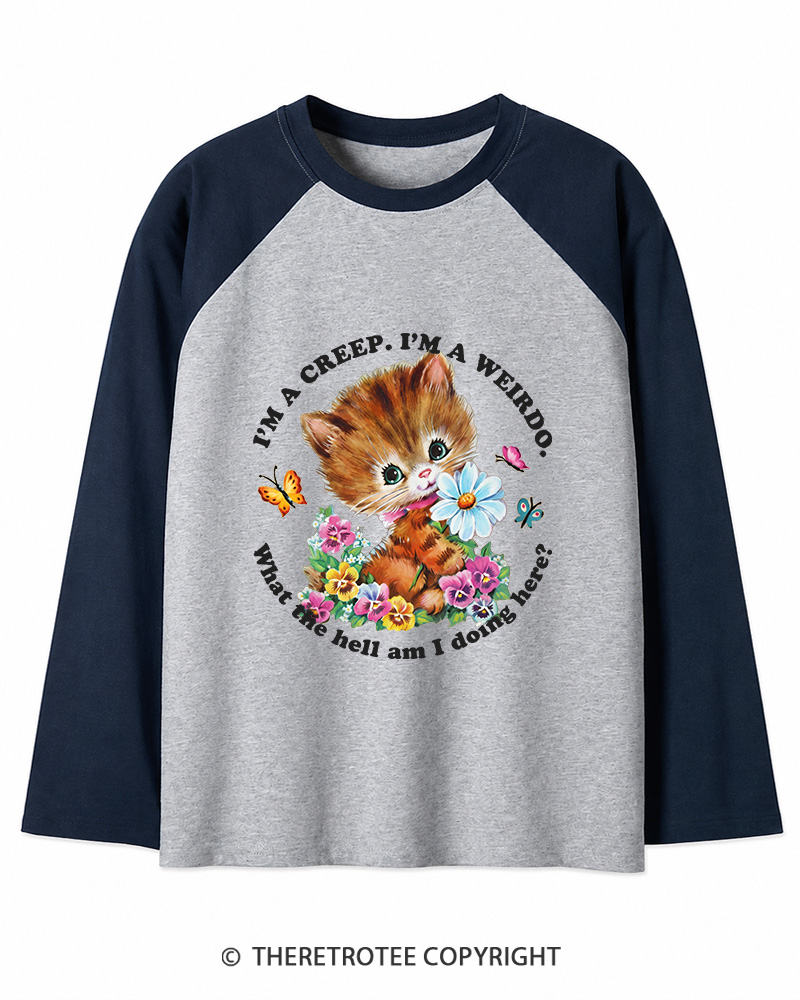 TheRetroTee I'm a Creep 1990s Long Sleeve Raglan T-Shirt