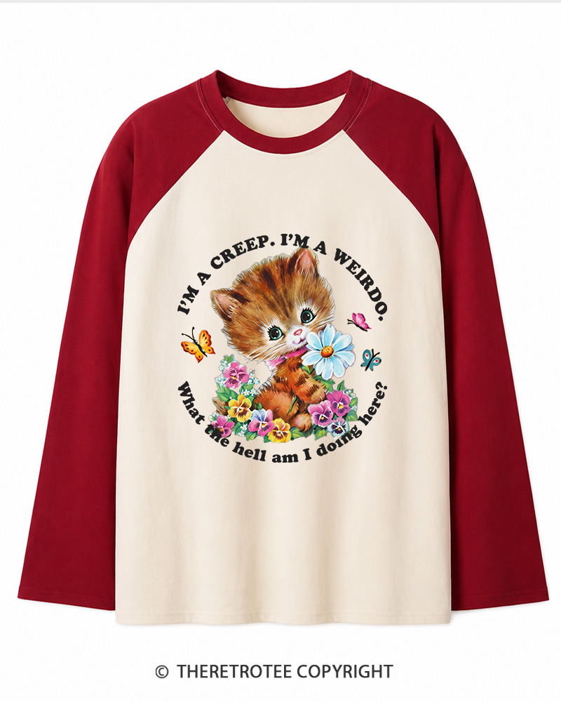 TheRetroTee I'm a Creep 1990s Long Sleeve Raglan T-Shirt