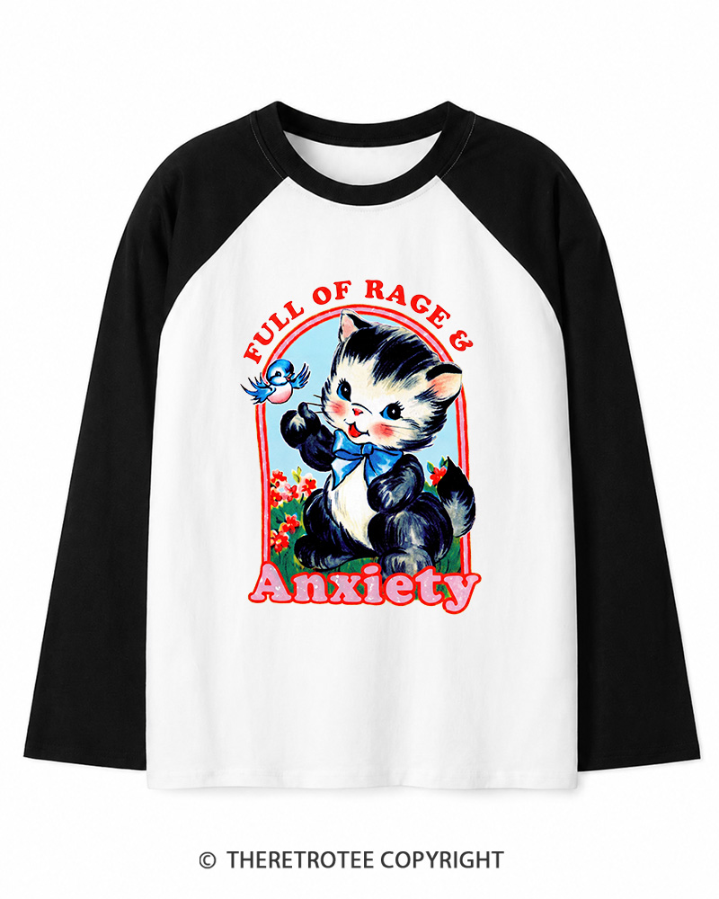 TheRetroTee Rage & Anxiety Humor 1970s Long Sleeve Raglan T-Shirt