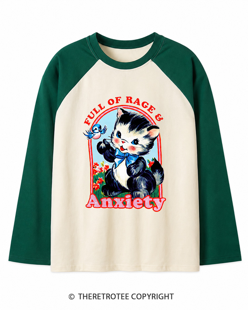 TheRetroTee Rage & Anxiety Humor 1970s Long Sleeve Raglan T-Shirt