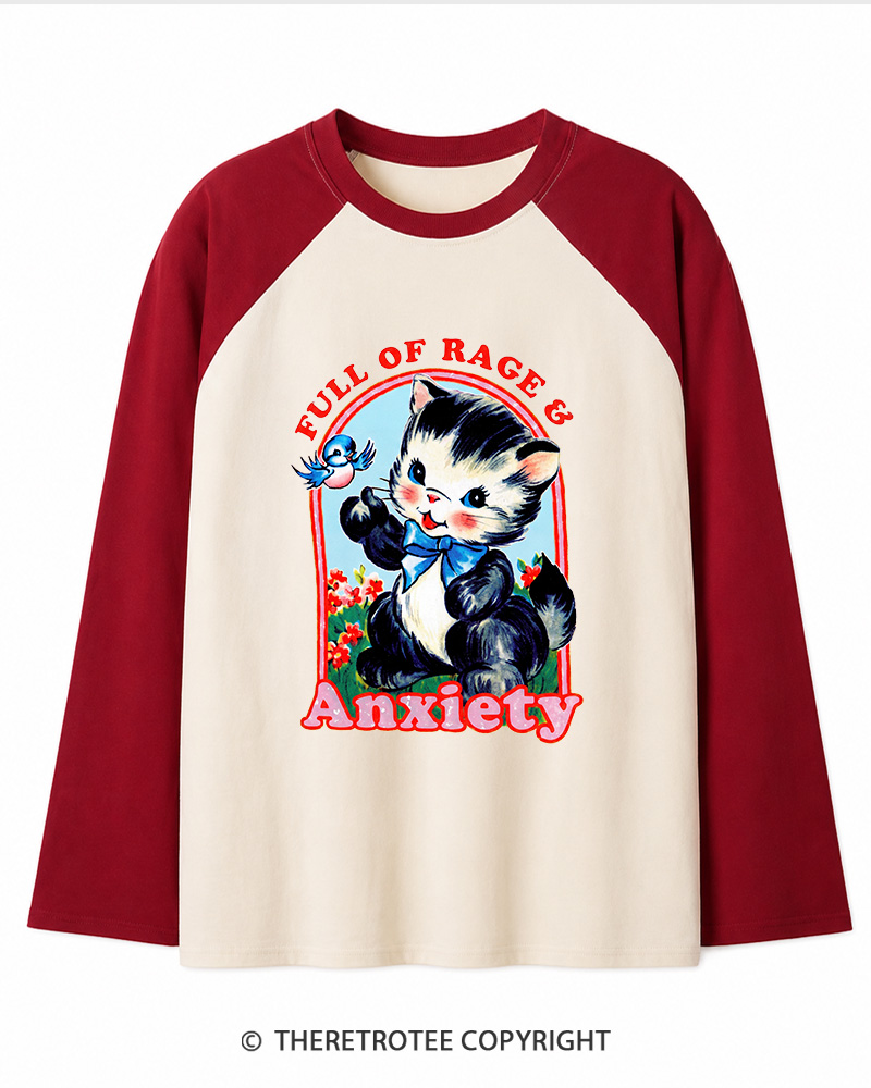 TheRetroTee Rage & Anxiety Humor 1970s Long Sleeve Raglan T-Shirt