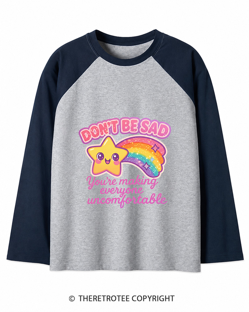 TheRetroTee Sarcastic Rainbow Star 1970s Long Sleeve Raglan T-Shirt