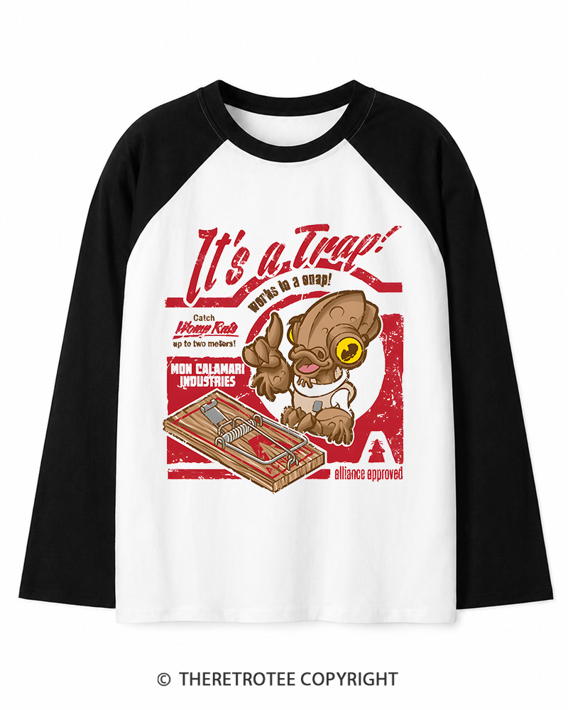 TheRetroTee It's a Trap 1980s Long Sleeve Raglan T-Shirt