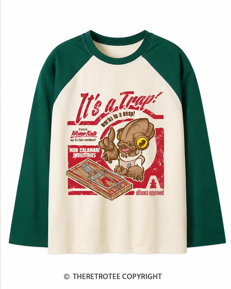 TheRetroTee It's a Trap 1980s Long Sleeve Raglan T-Shirt