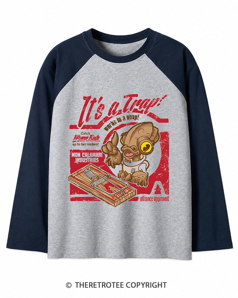 TheRetroTee It's a Trap 1980s Long Sleeve Raglan T-Shirt