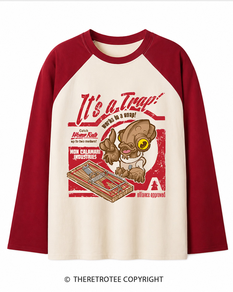 TheRetroTee It's a Trap 1980s Long Sleeve Raglan T-Shirt