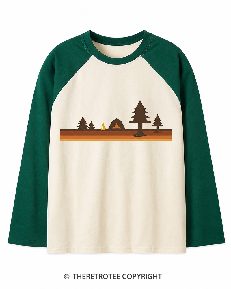 TheRetroTee Camper 1980s Long Sleeve Raglan T-Shirt