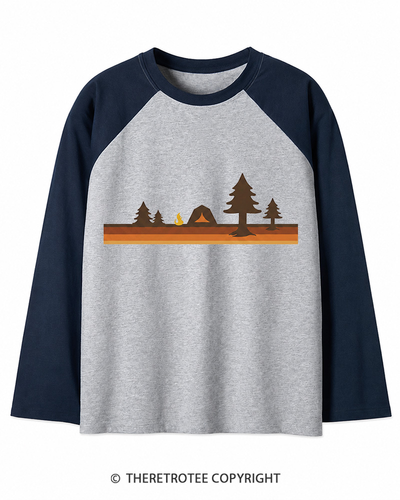 TheRetroTee Camper 1980s Long Sleeve Raglan T-Shirt