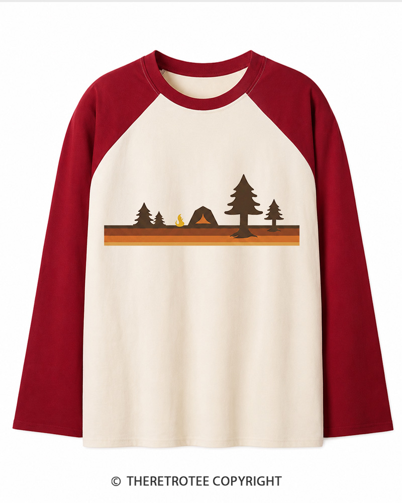 TheRetroTee Camper 1980s Long Sleeve Raglan T-Shirt
