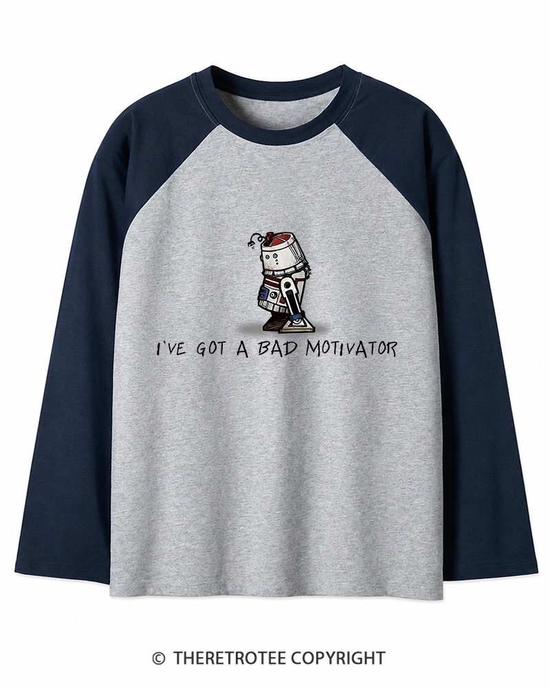 TheRetroTee I've Got a Bad Motivator 1970s Long Sleeve Raglan T-Shirt