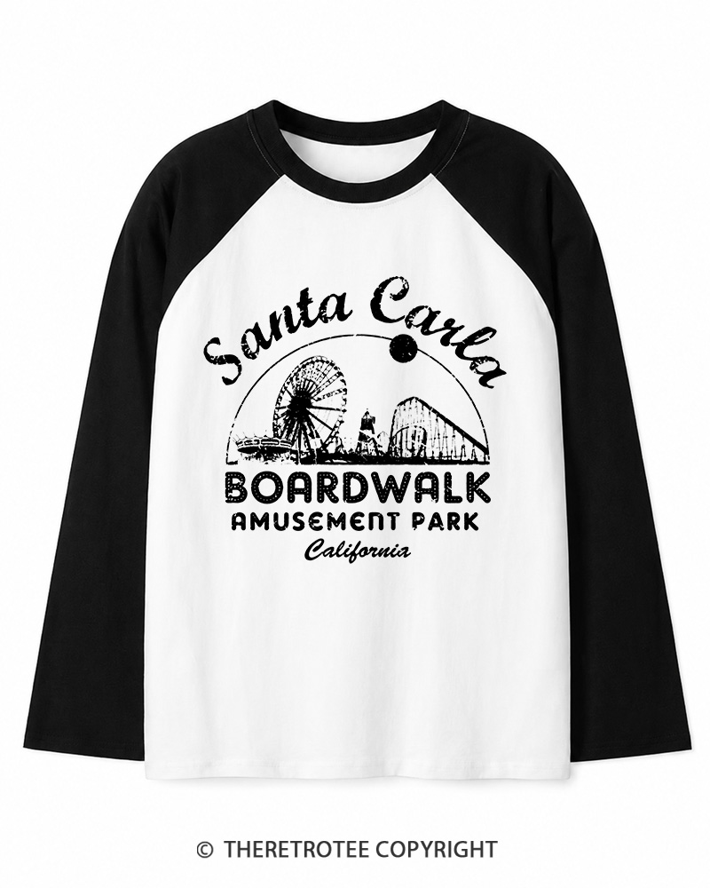 TheRetroTee Santa Carla Amusement Park 1980s Long Sleeve Raglan T-Shirt