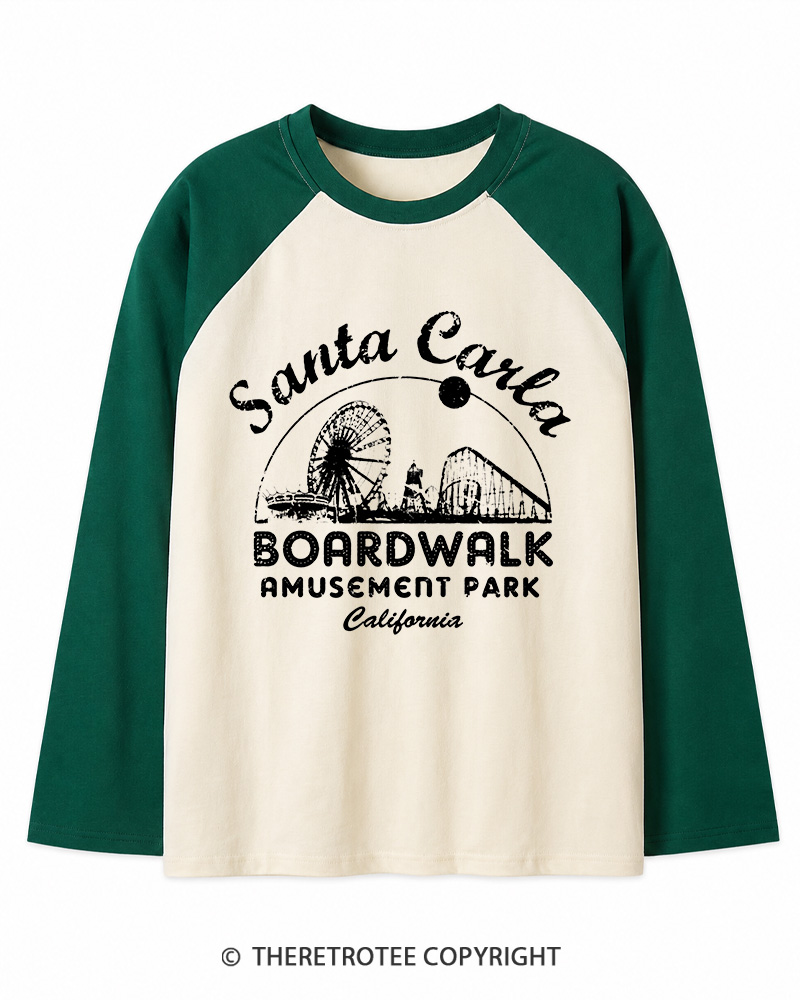 TheRetroTee Santa Carla Amusement Park 1980s Long Sleeve Raglan T-Shirt
