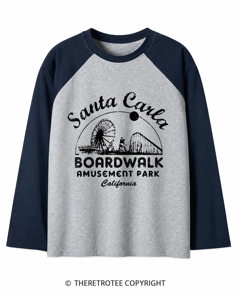 TheRetroTee Santa Carla Amusement Park 1980s Long Sleeve Raglan T-Shirt