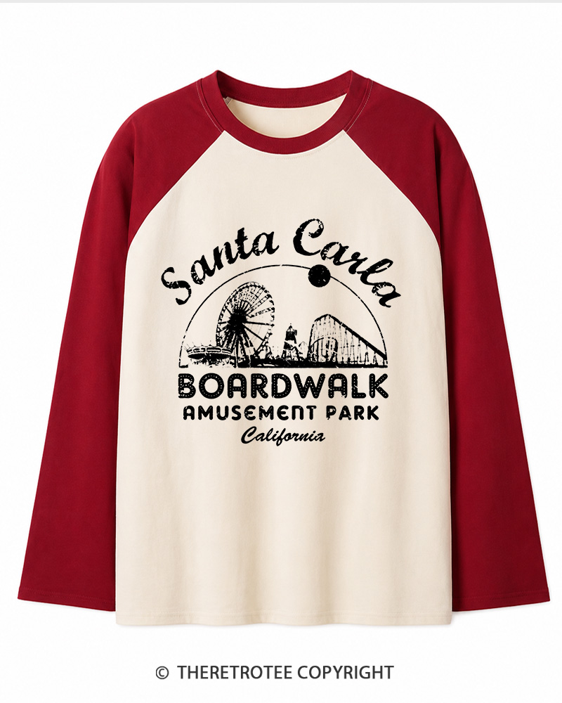 TheRetroTee Santa Carla Amusement Park 1980s Long Sleeve Raglan T-Shirt