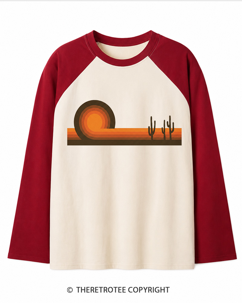 TheRetroTee Desert Horizons 1970s Long Sleeve Raglan T-Shirt