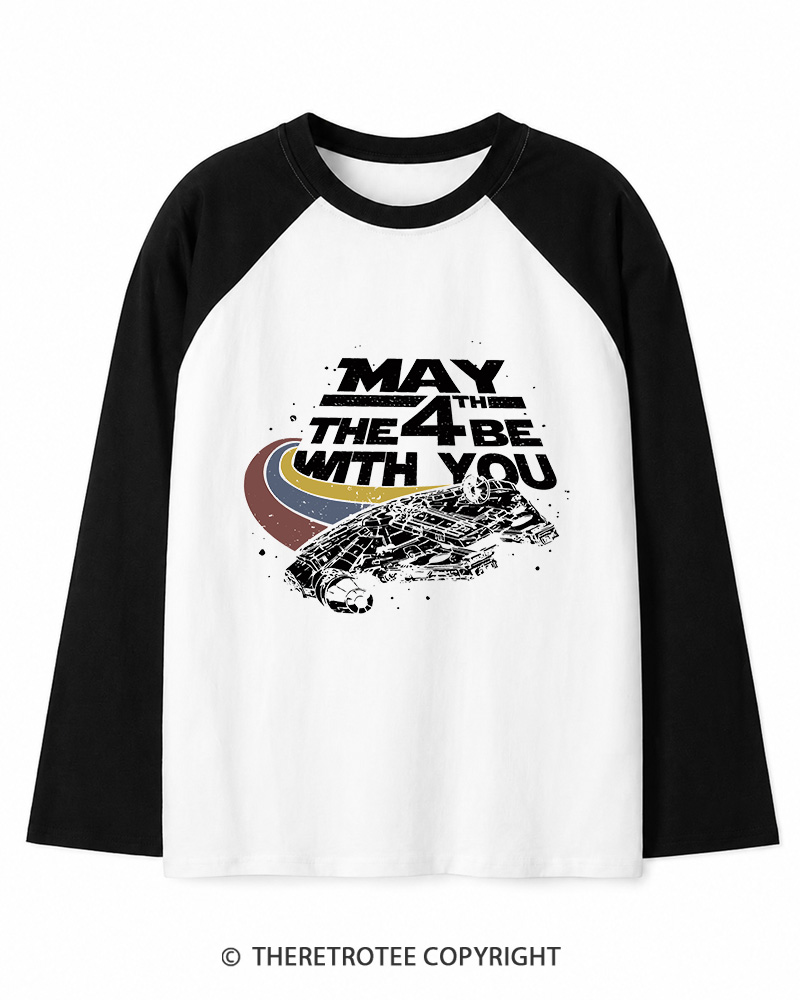TheRetroTee Science Fiction Graphic 1980s Long Sleeve Raglan T-Shirt