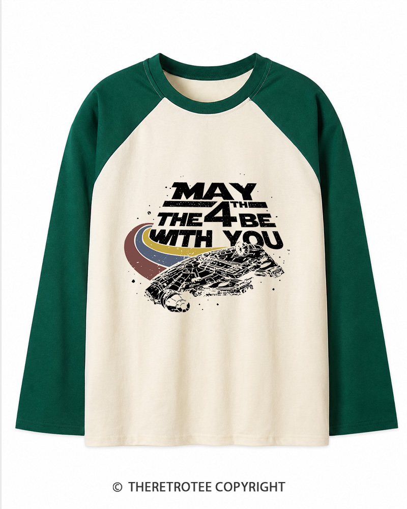 TheRetroTee Science Fiction Graphic 1980s Long Sleeve Raglan T-Shirt