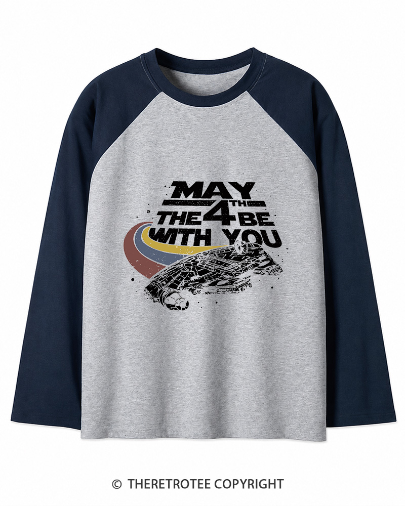 TheRetroTee Science Fiction Graphic 1980s Long Sleeve Raglan T-Shirt