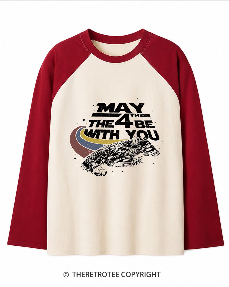 TheRetroTee Science Fiction Graphic 1980s Long Sleeve Raglan T-Shirt