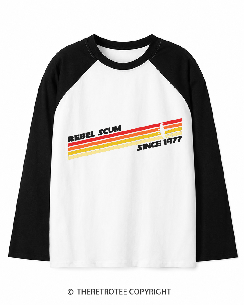 TheRetroTee  1977 Classic Stripes Since 1970s Long Sleeve Raglan T-Shirt