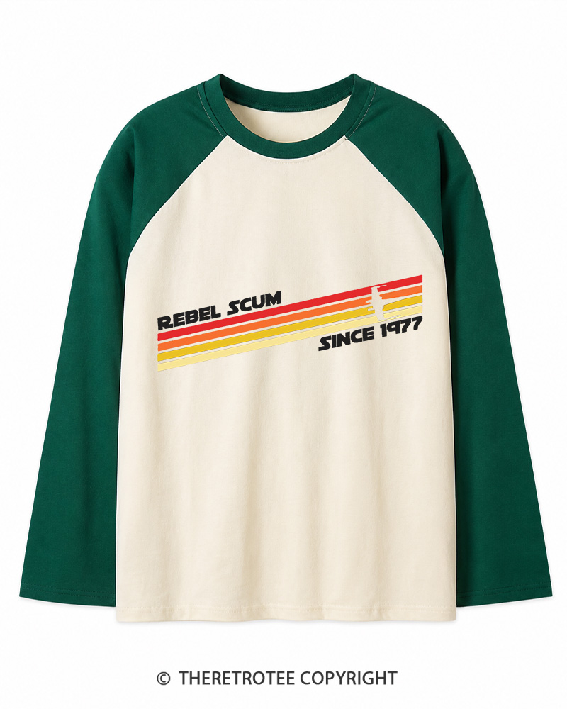 TheRetroTee  1977 Classic Stripes Since 1970s Long Sleeve Raglan T-Shirt