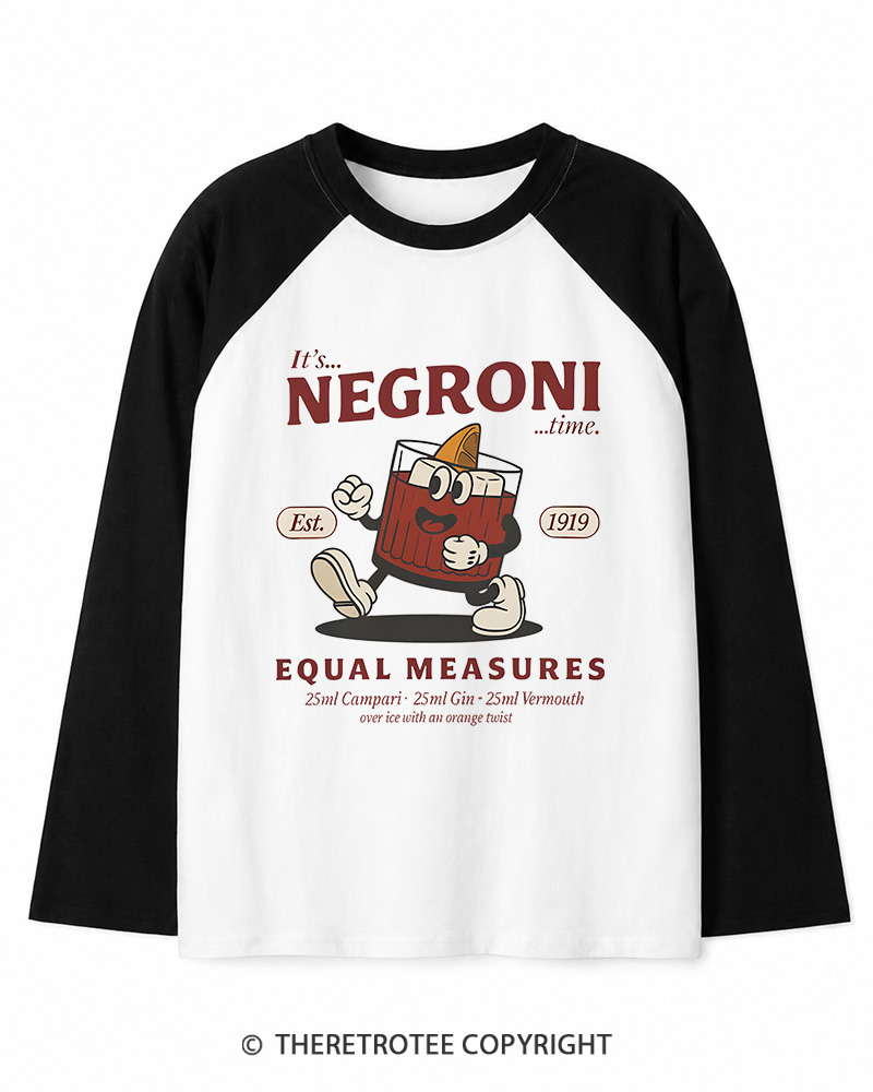 TheRetroTee Negroni Cocktail Long Sleeve Raglan T-Shirt