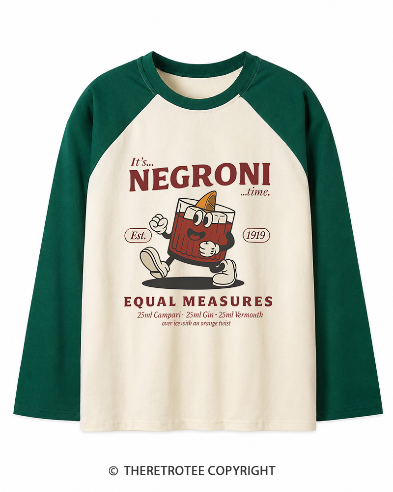 TheRetroTee Negroni Cocktail Long Sleeve Raglan T-Shirt