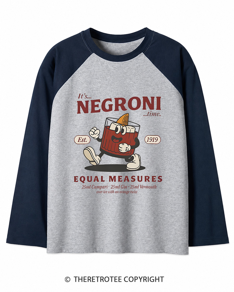 TheRetroTee Negroni Cocktail Long Sleeve Raglan T-Shirt