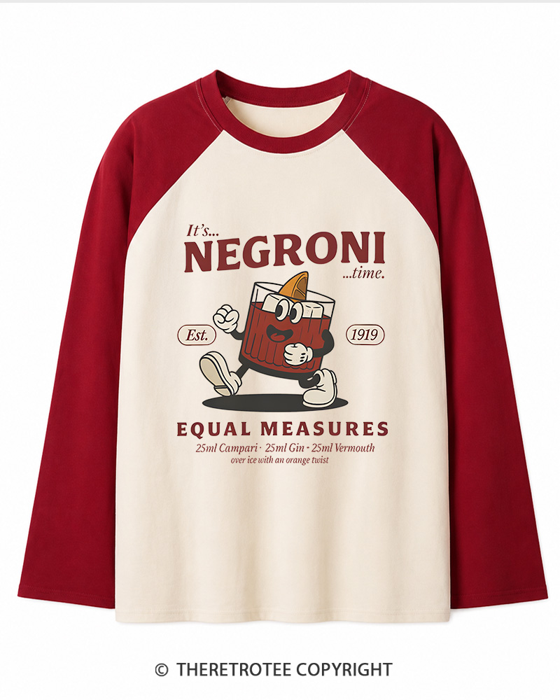 TheRetroTee Negroni Cocktail Long Sleeve Raglan T-Shirt