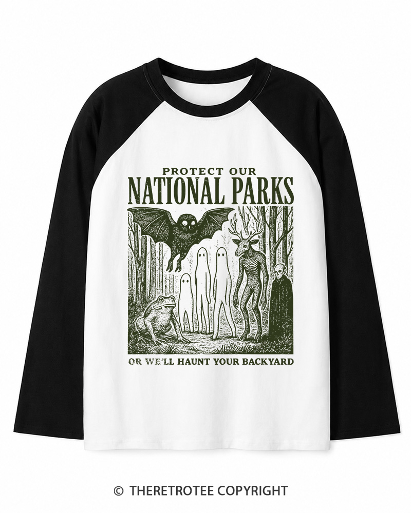 TheRetroTee Mothman 1970s Long Sleeve Raglan T-Shirt