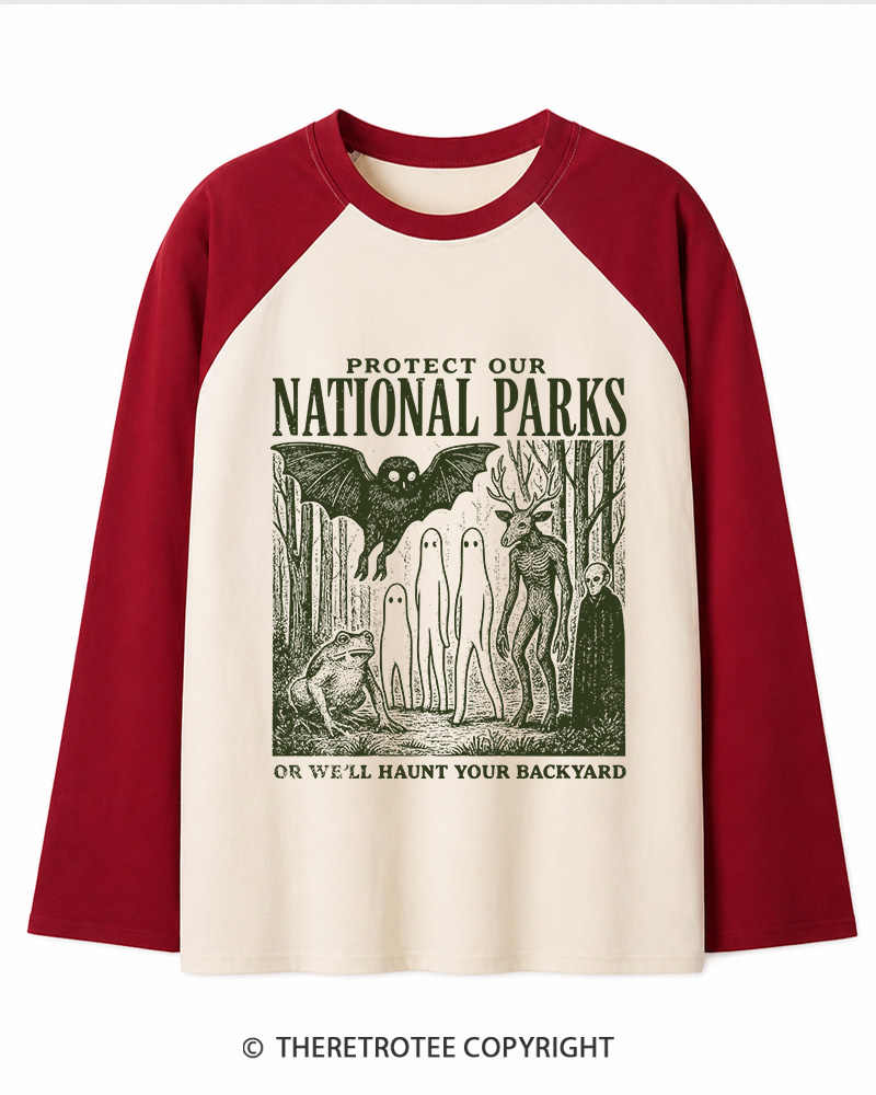 TheRetroTee Mothman 1970s Long Sleeve Raglan T-Shirt