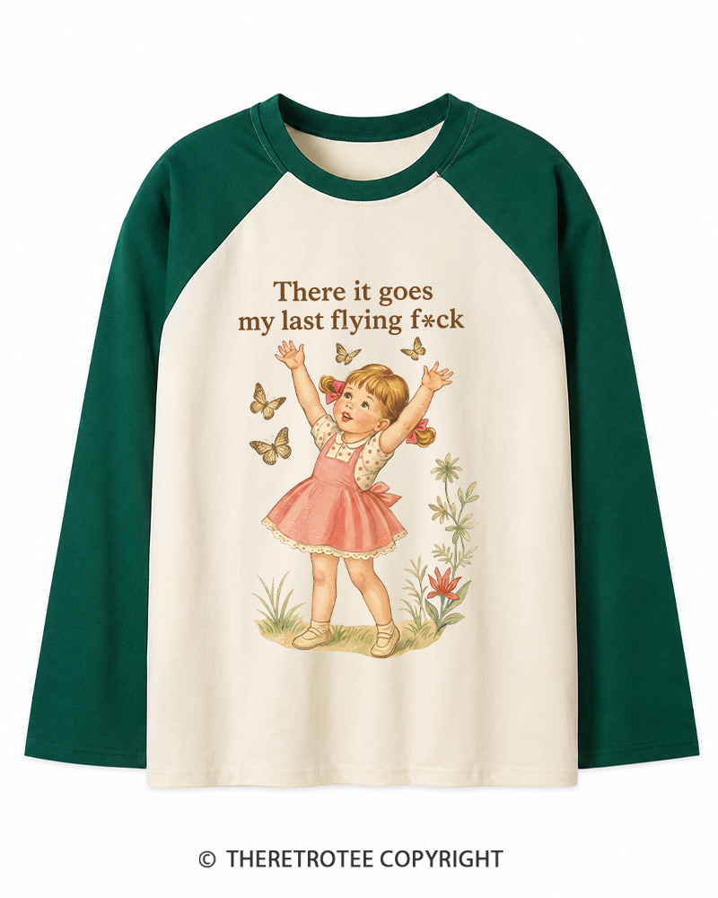 TheRetroTee There It Goes My Last Flying Fck 1950s Long Sleeve Raglan T-Shirt