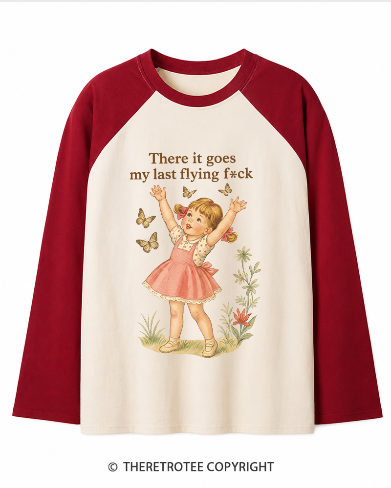 TheRetroTee There It Goes My Last Flying Fck 1950s Long Sleeve Raglan T-Shirt