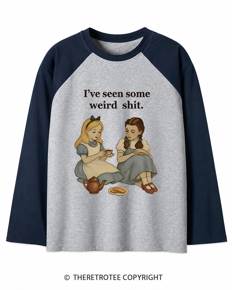 TheRetroTee Weird Stuff 1990s Girl Long Sleeve Raglan T-Shirt