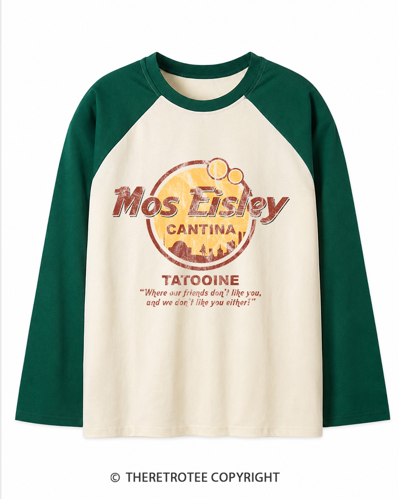 TheRetroTee Mos Eisley Cantina Tatooine 1970s Long Sleeve Raglan T-Shirt