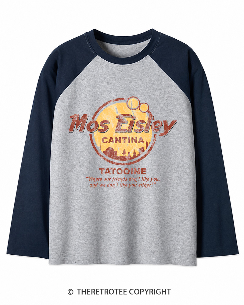 TheRetroTee Mos Eisley Cantina Tatooine 1970s Long Sleeve Raglan T-Shirt