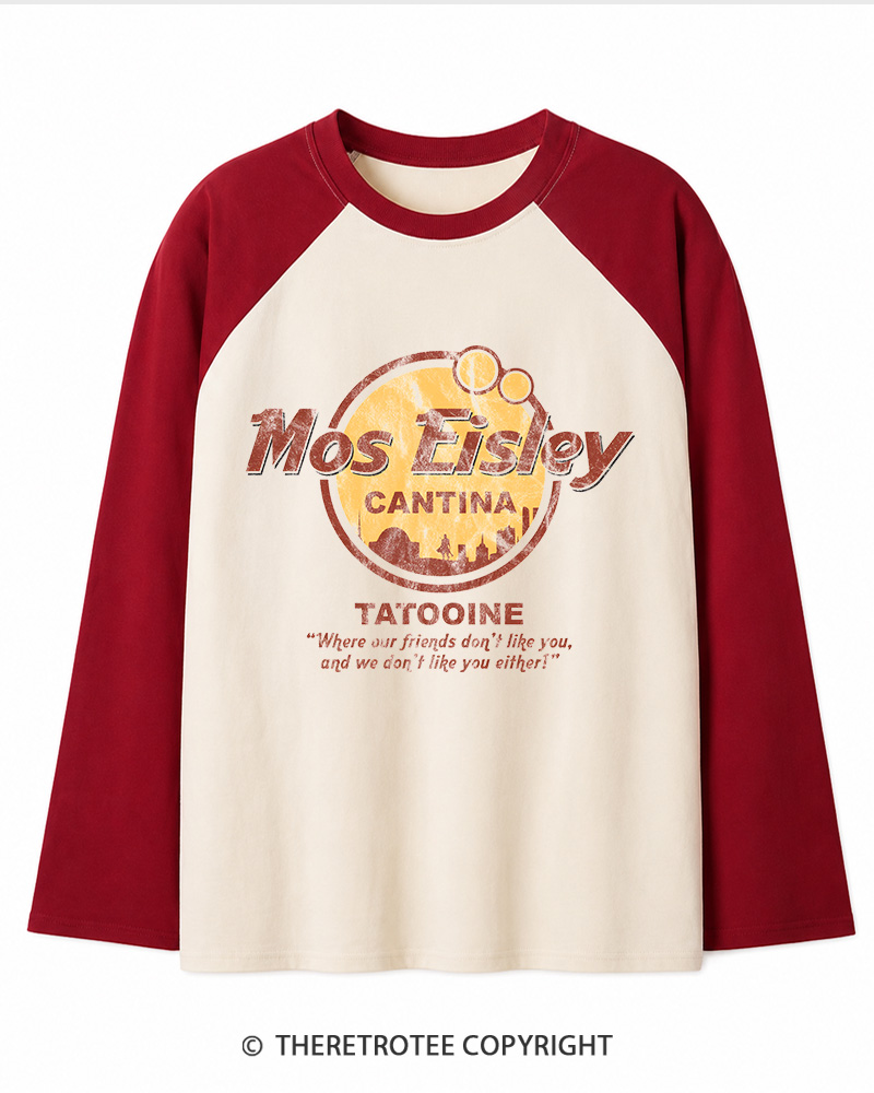 TheRetroTee Mos Eisley Cantina Tatooine 1970s Long Sleeve Raglan T-Shirt