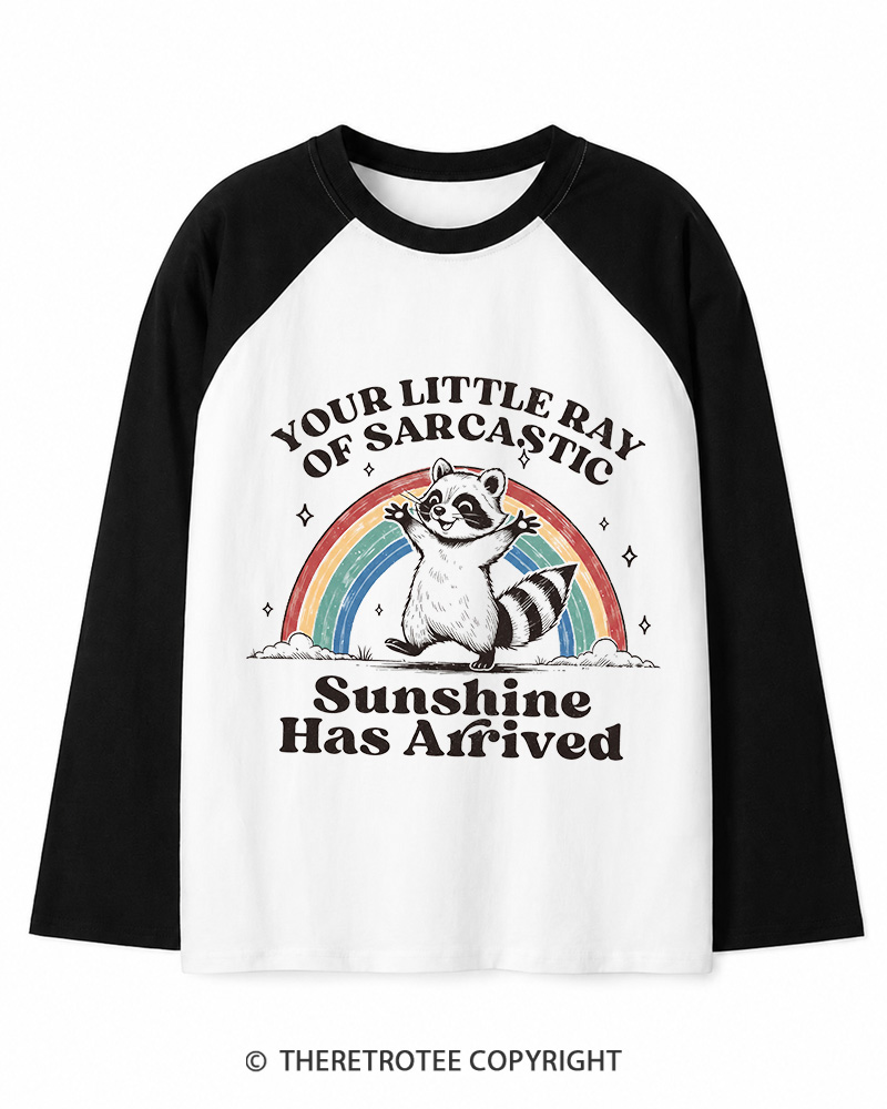 TheRetroTee Little Ray of Sarcastic Sunshine Long Sleeve Raglan T-Shirt