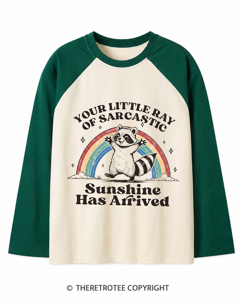 TheRetroTee Little Ray of Sarcastic Sunshine Long Sleeve Raglan T-Shirt