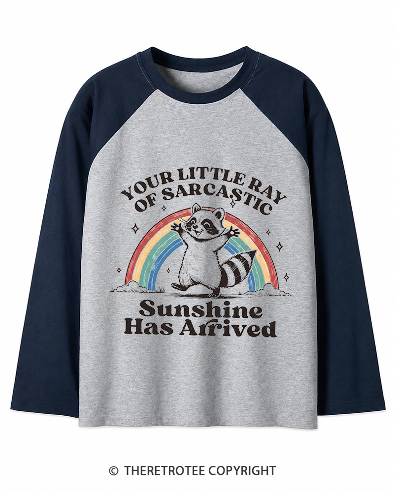 TheRetroTee Little Ray of Sarcastic Sunshine Long Sleeve Raglan T-Shirt