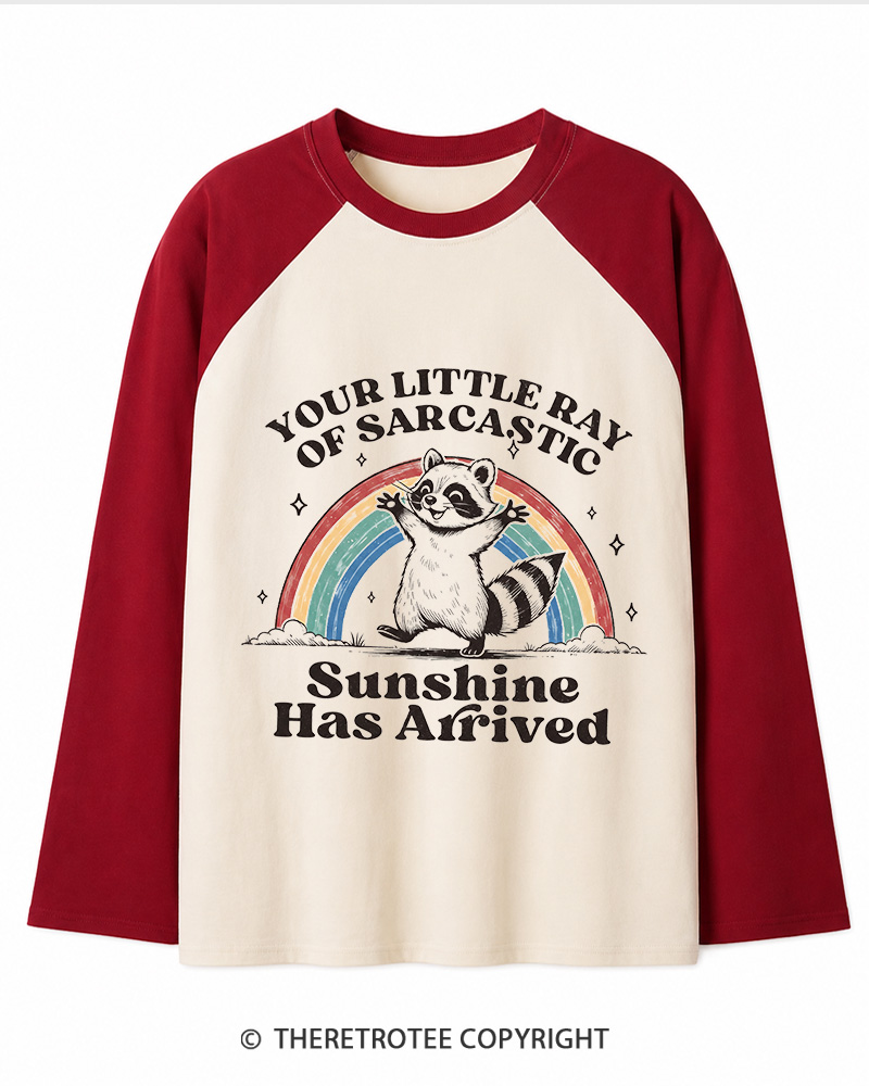 TheRetroTee Little Ray of Sarcastic Sunshine Long Sleeve Raglan T-Shirt