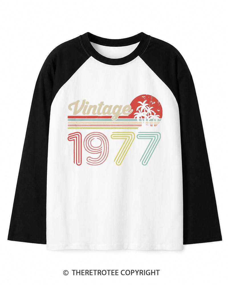 TheRetroTee 1977 Vintage Wing Long Sleeve Raglan T-Shirt