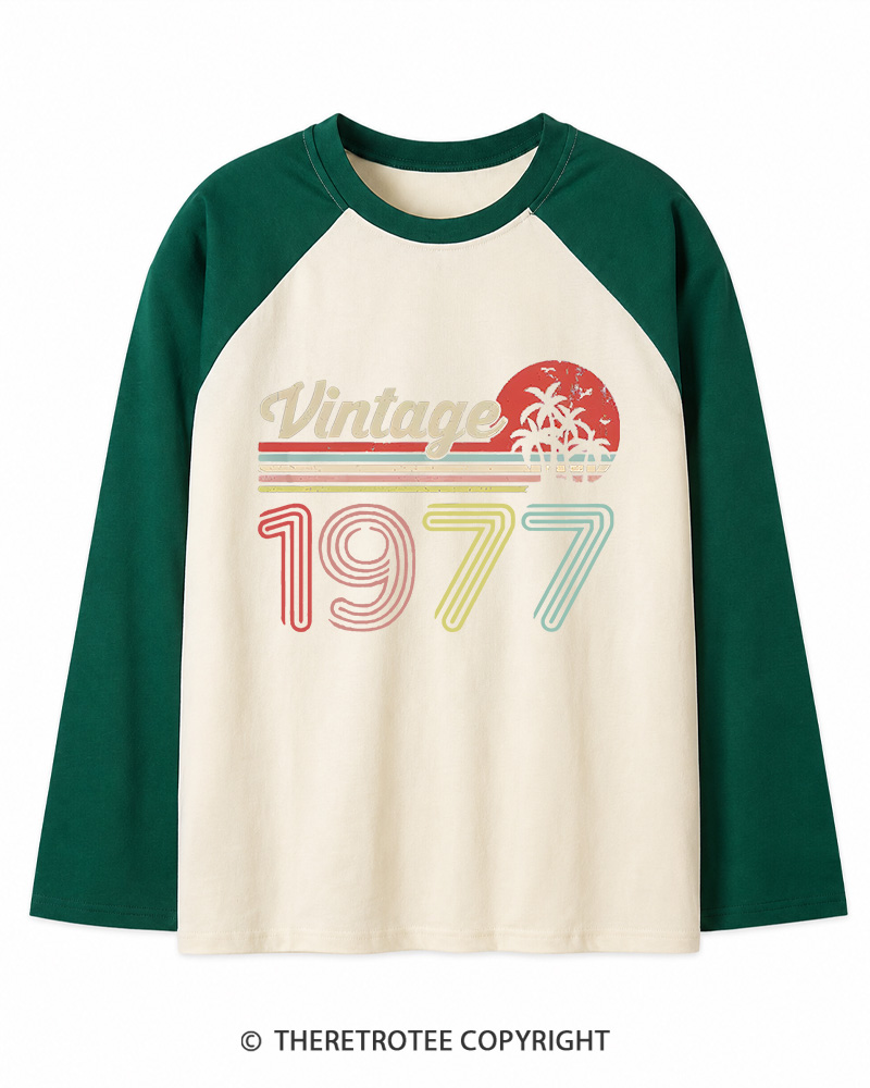 TheRetroTee 1977 Vintage Wing Long Sleeve Raglan T-Shirt