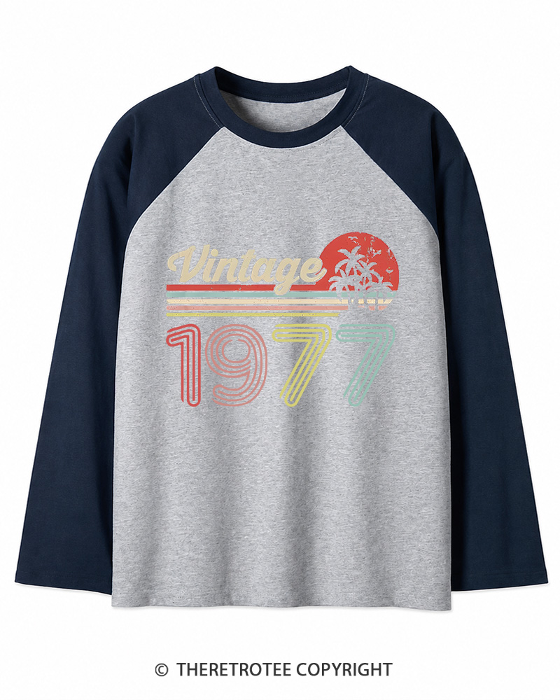 TheRetroTee 1977 Vintage Wing Long Sleeve Raglan T-Shirt