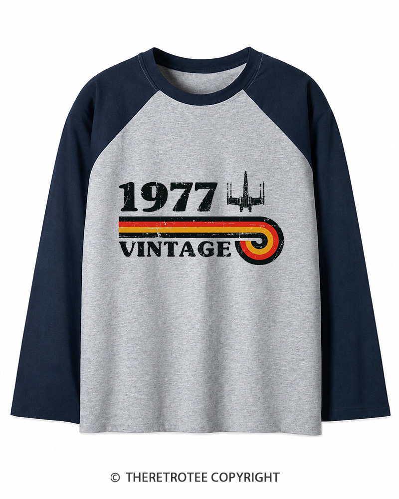 TheRetroTee 1977 Vintage Wing Long Sleeve Raglan T-Shirt