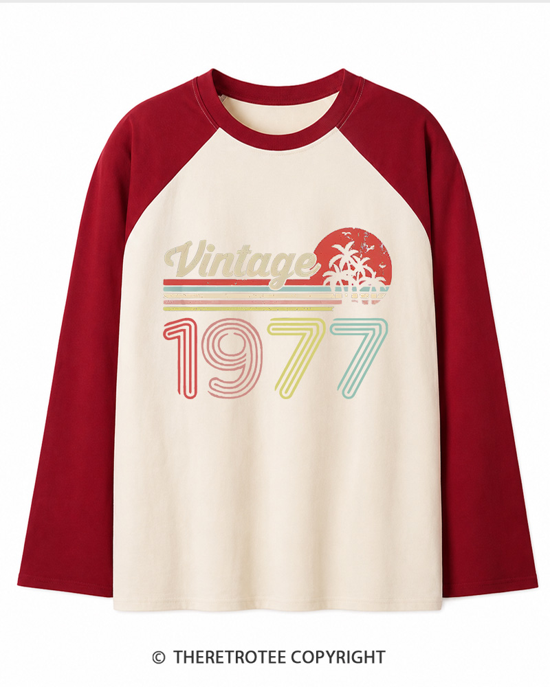 TheRetroTee 1977 Vintage Wing Long Sleeve Raglan T-Shirt