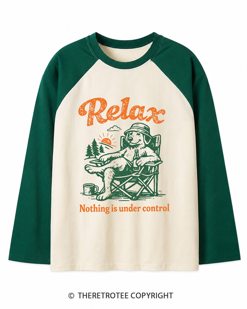 TheRetroTee Nothing Is Under Control 1970s Long Sleeve Raglan T-Shirt