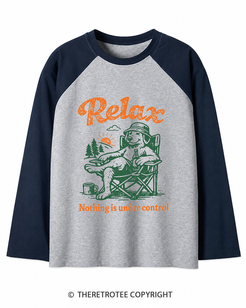 TheRetroTee Nothing Is Under Control 1970s Long Sleeve Raglan T-Shirt